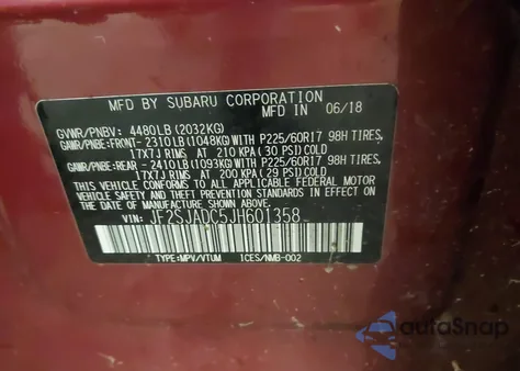 2018 Subaru Forester 2.5I Premium из США, поврежденный, VIN JF2SJADC5JH601358